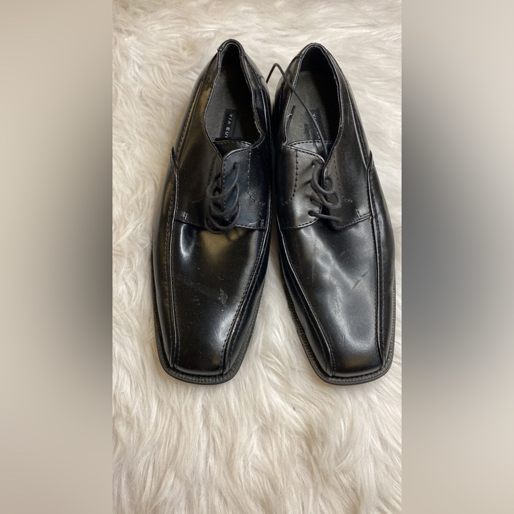 Via Europa Troy Black Leather Bicycle Toe Oxford Lace - Picture 2 of 9